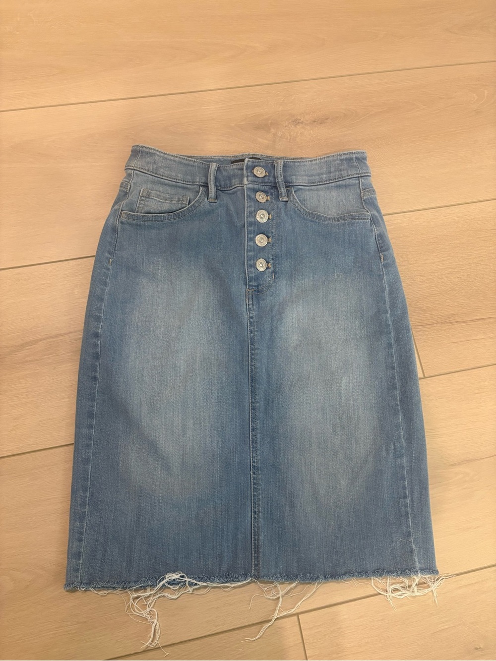 Banana Republic Light Blue Denim Skirt with Button Waist